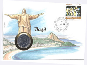 Münzbrief Brasilien 1989  Einzelwert aus Sammlung 23 Münzbriefe aller Welt