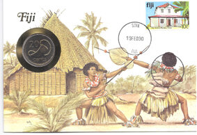 Münzbrief Fiji 1987  Einzelwert aus Sammlung 23 Münzbriefe alle Welt
