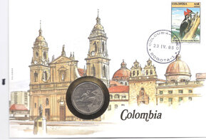 Münzbrief Kolumbien 1981   Einzelwert aus Sammlung 23 Münzbriefe alle Welt