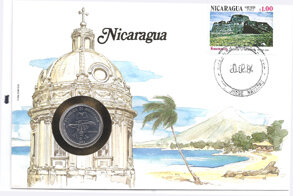 Münzbrief Nicaragua 1983    Einzelwert aus Sammlung 23 Münzbriefe alle Welt
