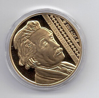 Albert Einstein 33mm 11g PP vergoldet