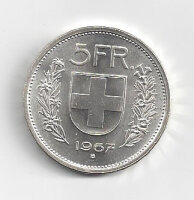 5 Franken 1967 Silber unzirkuliert