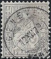 42 sitzende Helvetia 40 Rp grau Vollstempel Genève 12.12.1879