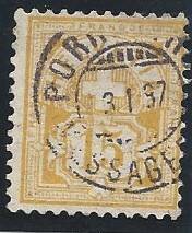 63A Ziffermarken 12 Rp gelb Vollstempel 3.1.1897 Porrentruy