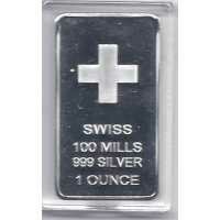Silberunzenbarren Siss Mils 999 Silber