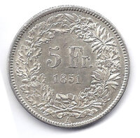 30004  5 Franken 1851 sitzende Helvetia vz