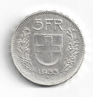 5 Franken 1933 Silber ss