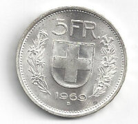 5 Franken 1969 Silber vorzüglich